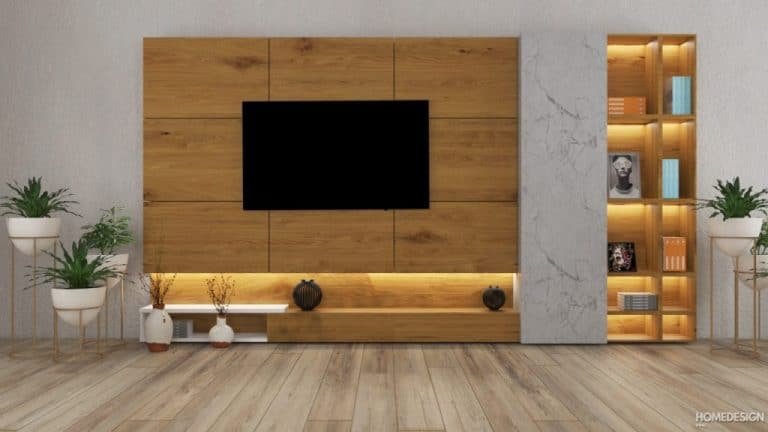 TV unit and feature wall by HDP in Lucknow