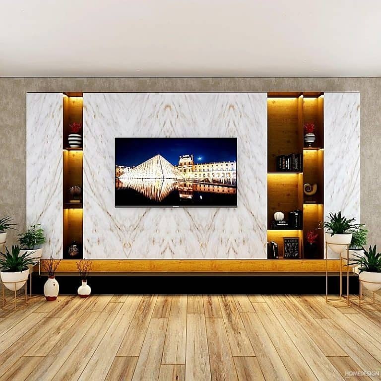 TV unit and feature wall by HDP in Lucknow