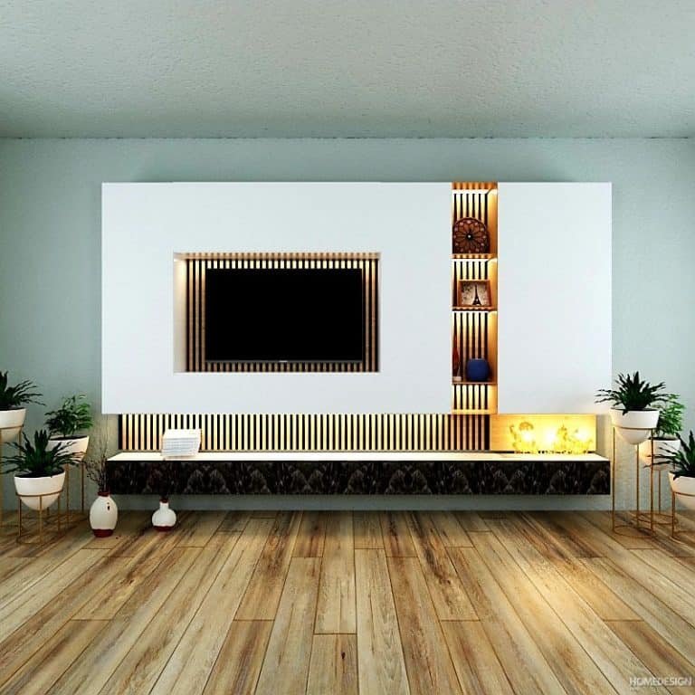 TV unit and feature wall by HDP in Lucknow