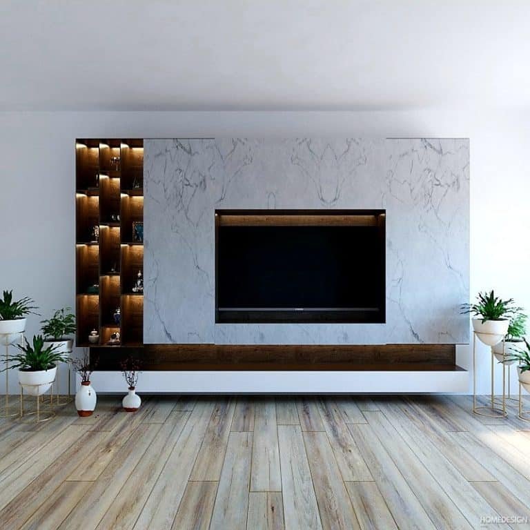 TV unit and feature wall by HDP in Lucknow