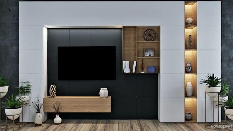 TV unit and feature wall by HDP in Lucknow