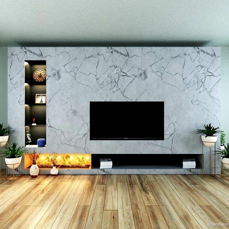 TV unit and feature wall by HDP in Lucknow