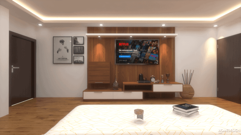 TV unit and feature wall by HDP in Lucknow
