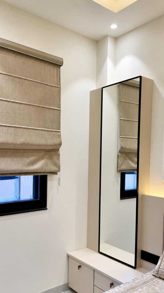 Bedroom with dressing mirror window, Ashiyana Colony, Lucknow