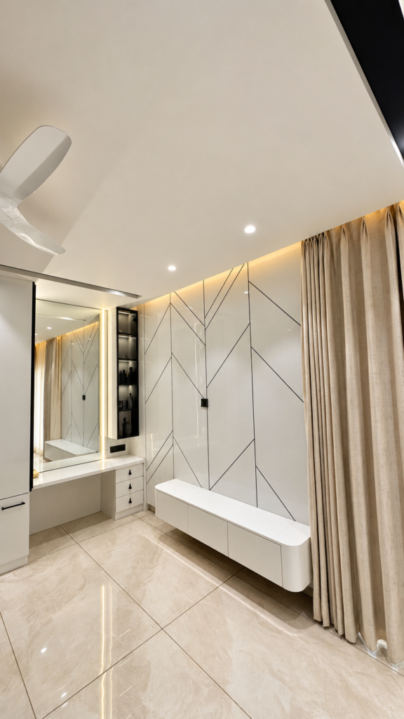 Bedroom with dressing vanity curtain wall, Sarojini Nagar, Lucknow