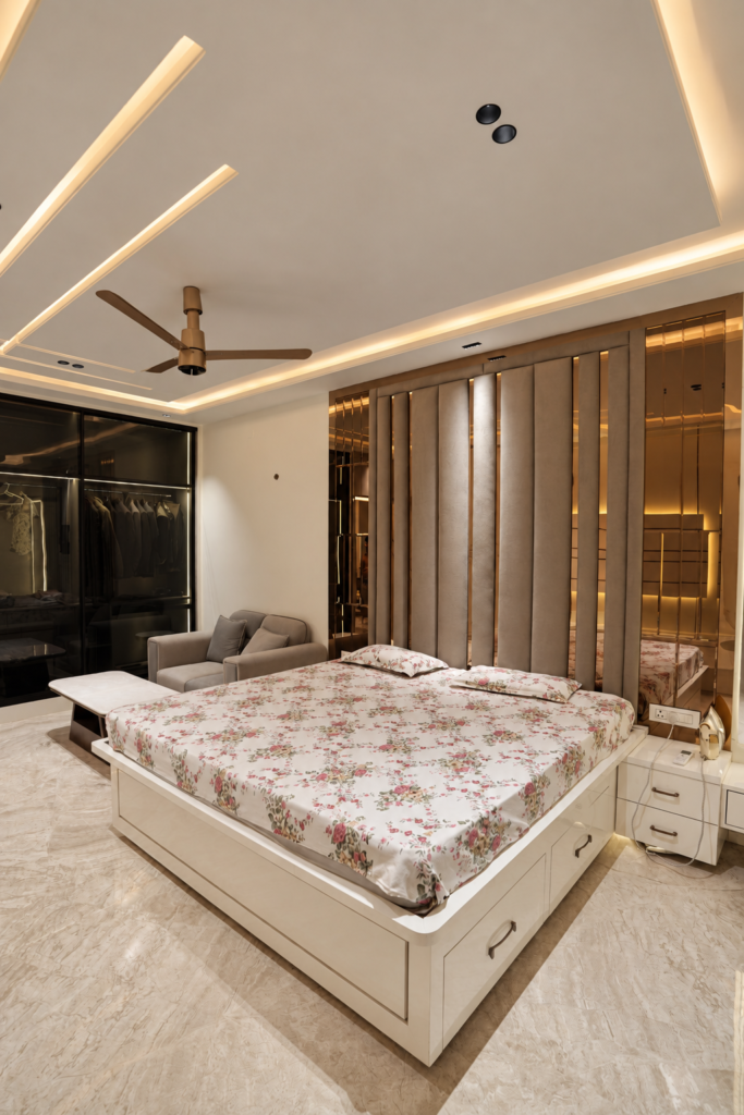 Bedroom with glass wardrobe view, near CCS International Airport, Lucknow