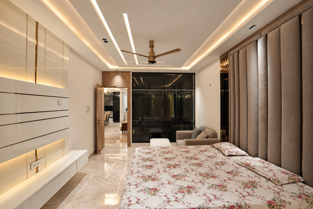 Bedroom with TV wall bed view, near CCS International Airport, Lucknow