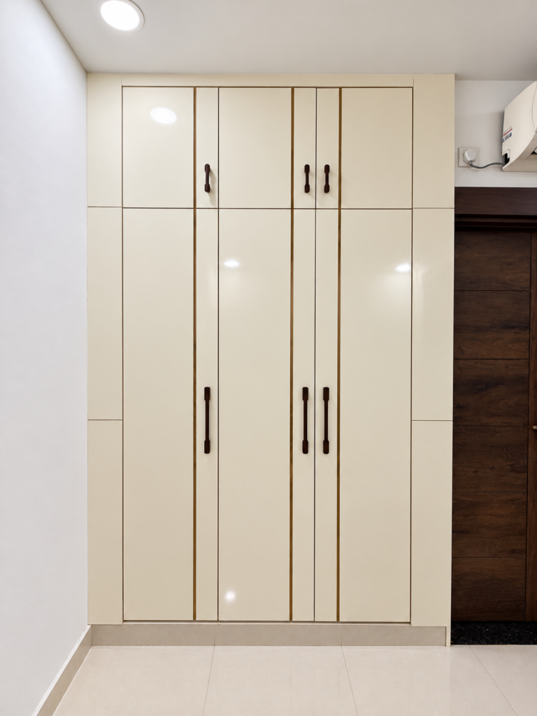 Bedroom with white wardrobe black handles, Bijnor, Lucknow