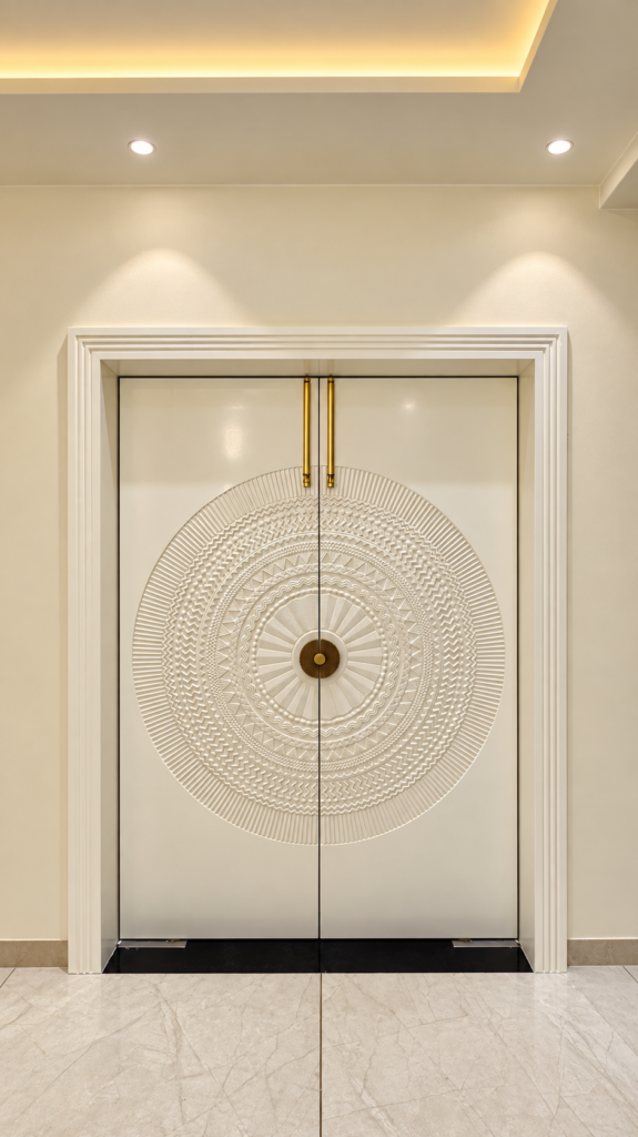 Entryway with circular carved double door, Sarojini Nagar, Lucknow