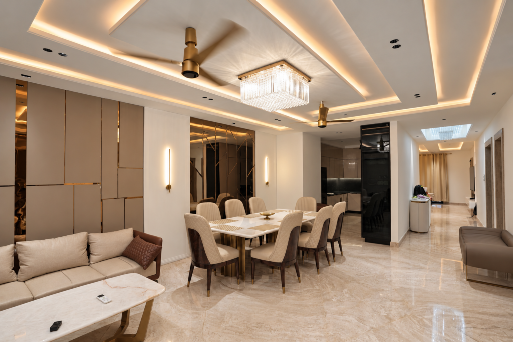 Living dining room with open plan, near CCS International Airport, Lucknow