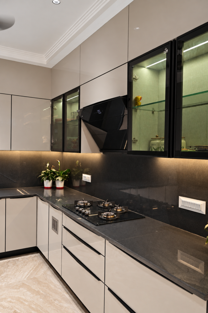 Modular kitchen with countertop hob, near CCS International Airport, Lucknow