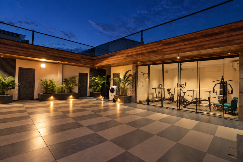 Rooftop terrace with glass gym, near CCS International Airport, Lucknow