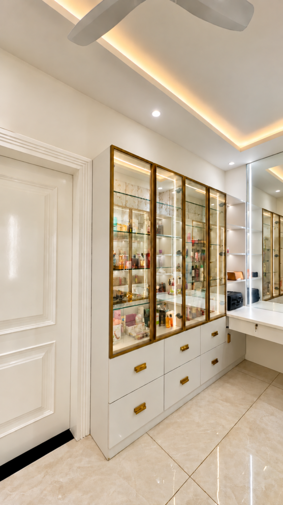 Walk in wardrobe with display cabinets, Sarojini Nagar, Lucknow